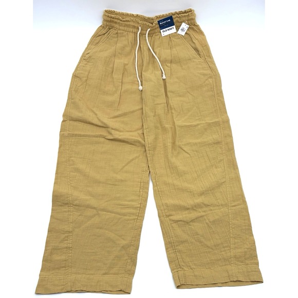 Old Navy Pants - NWT Old Navy Yellow High-Waisted Crinkle Gauze Barrel Full Length Pants Small